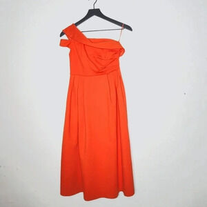 Topshop One Shoulder‎ Fit and Flare Dress in Orange Size US 2